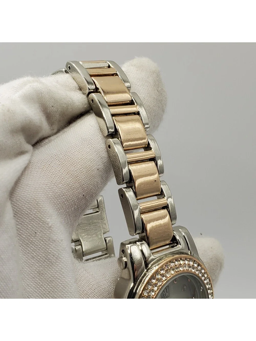NY&C Rhinestone Womens Watch 34mm Two Tone New Battery